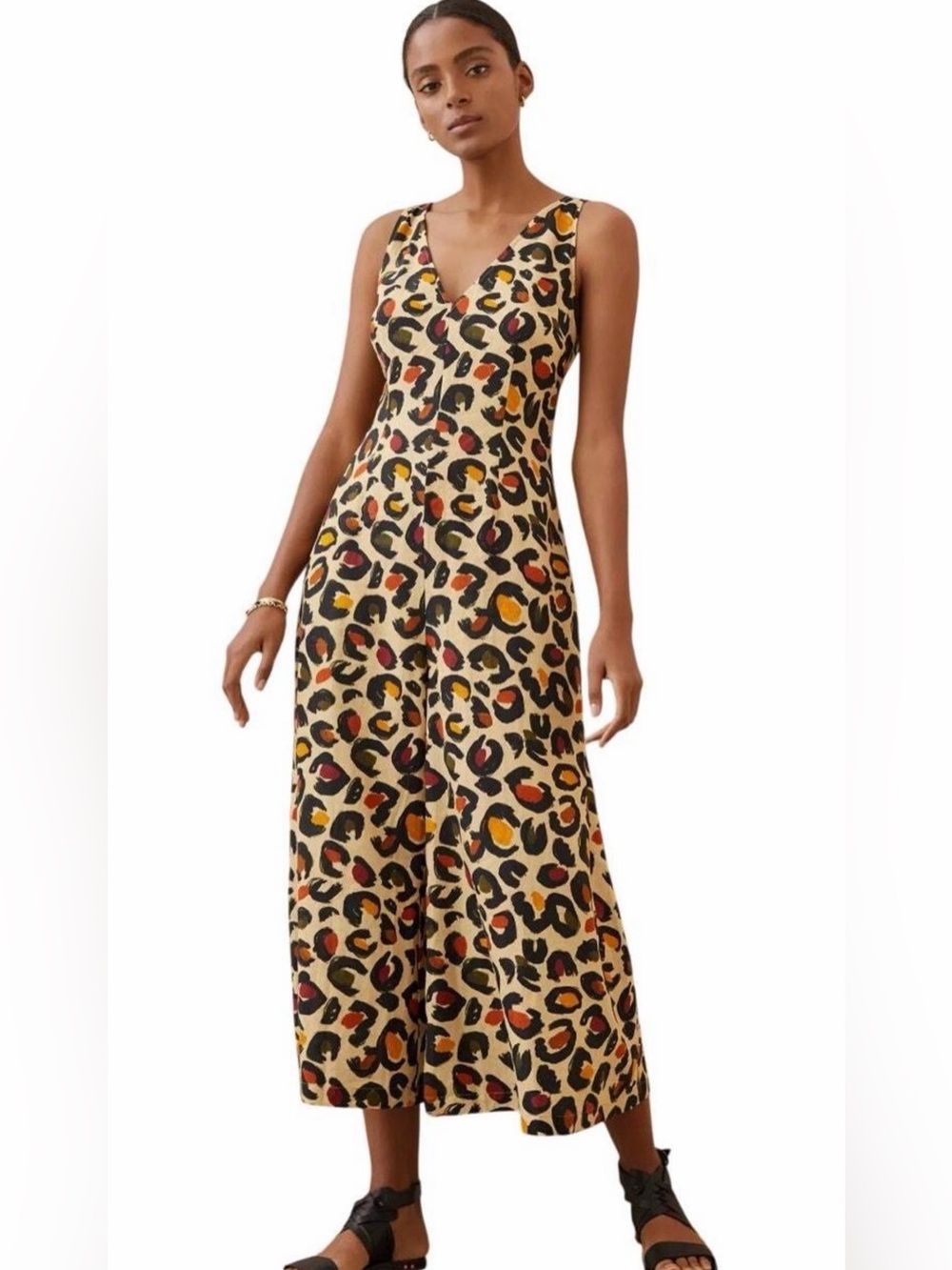 Farm Rio animal print wide leg jumpsuit